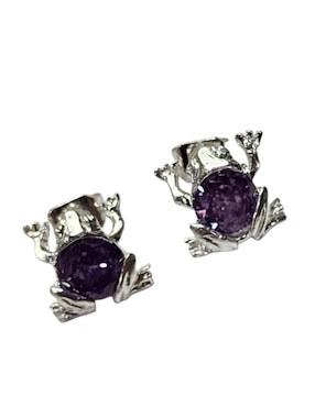 Aretes cortos de rana Limerence By Claudia Herrera Anfibios de plata P925 con acabado brillante zirconia