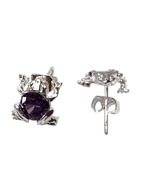Aretes cortos de rana Limerence By Claudia Herrera Anfibios de plata P925 con acabado brillante zirconia