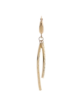 Aretes largos Del Pia de oro amarillo 14 K con acabado pulido