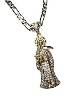 Collar con dije de santa muerte Limerence By Claudia Herrera Devoción de oro laminado 14 K