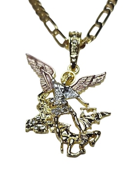 Collar con dije Limerence By Claudia Herrera San Miguel Arcangel de oro laminado 14 K