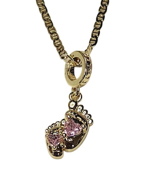 Collar con dije de huella Limerence By Claudia Herrera Pies Rosas de oro laminado 14 K