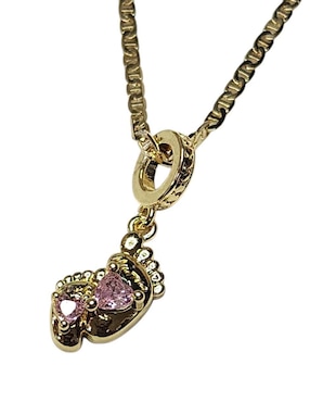Collar con dije de huella Limerence By Claudia Herrera Pies Rosas de oro laminado 14 K