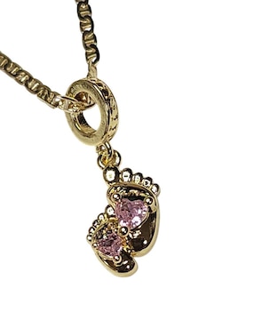 Collar con dije de huella Limerence By Claudia Herrera Pies Rosas de oro laminado 14 K