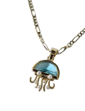 Collar con dije Limerence By Claudia Herrera Medusa Azul de oro laminado 14 K
