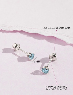 Broqueles redondos In Season Jewelry hipoalergénico de oro blanco 14 k con acabado pulido zirconia