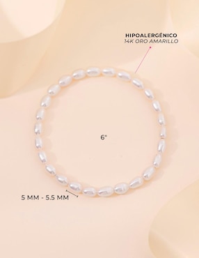 Pulsera In Season Jewelry de oro con perla 14 K acabado pulido