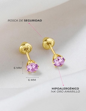 Broqueles redondos In Season Jewelry de oro 14 k con acabado pulido zirconia