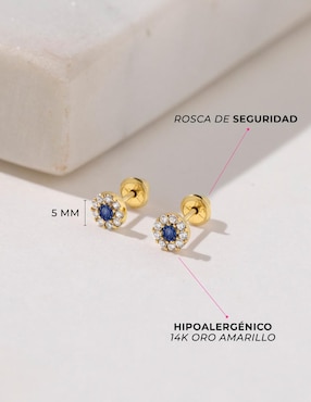Broqueles redondos In Season Jewelry de oro 14 k con acabado pulido zirconia