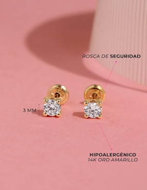 Broqueles redondos In Season Jewelry de oro 14 k con acabado pulido zirconia