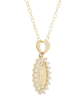 Collar Virgen de Guadalupe ovalado D Cadena de oro 14 K