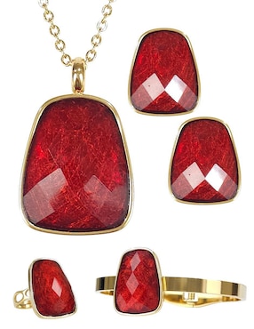 Collar, pulsera, anillo y aretes Og cristal