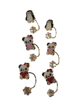 Set de aretes de oso Limerence By Claudia Herrera Corazones 14 k con acabado chapa de oro zirconia