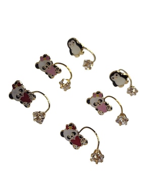 Set de aretes de oso Limerence By Claudia Herrera Corazones 14 k con acabado chapa de oro zirconia