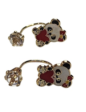 Set de aretes de oso Limerence By Claudia Herrera Corazones 14 k con acabado chapa de oro zirconia