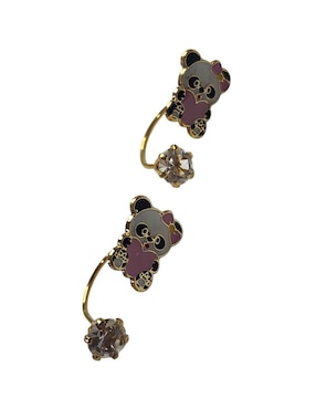 Aretes cortos de oso Limerence By Claudia Herrera 14 k con acabado chapa de oro zirconia