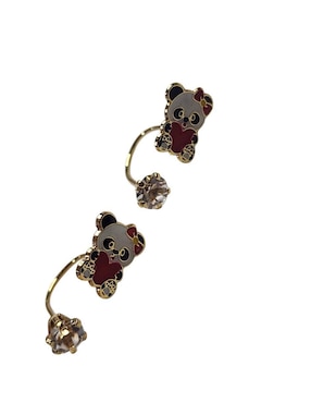 Aretes cortos de oso panda Limerence By Claudia Herrera Ternura 14 k con acabado chapa de oro zirconia
