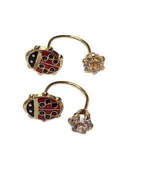 Aretes cortos de catarina Limerence By Claudia Herrera 14 k con acabado chapa de oro zirconia