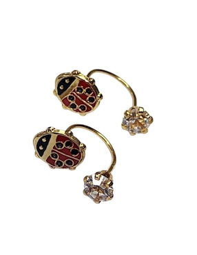 Aretes cortos de catarina Limerence By Claudia Herrera 14 k con acabado chapa de oro zirconia
