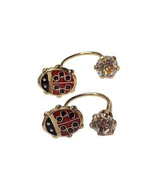 Aretes cortos de catarina Limerence By Claudia Herrera 14 k con acabado chapa de oro zirconia