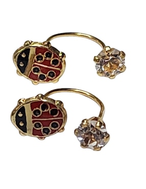 Aretes cortos de catarina Limerence By Claudia Herrera 14 k con acabado chapa de oro zirconia