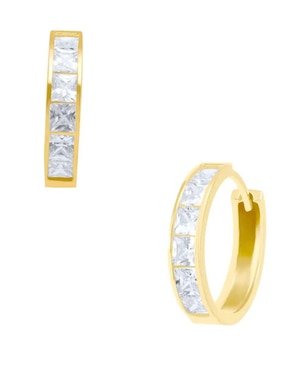 Arracadas Joyerías Bizzarro de oro amarillo 14 k con acabado pavé zirconia
