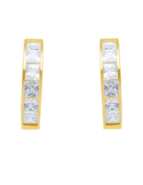 Arracadas Joyerías Bizzarro de oro amarillo 14 k con acabado pavé zirconia