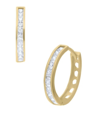 Arracadas Joyerías Bizzarro de oro amarillo 14 K con acabado pavé zirconia
