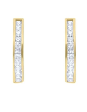 Arracadas Joyerías Bizzarro de oro amarillo 14 K con acabado pavé zirconia