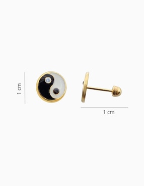 Broqueles circular Mardia de oro 10 k con acabado esmaltado zirconia