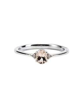 Anillo Lucie 14 k de oro morganita troquelado