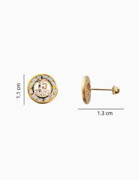 Broqueles circulares Mardia de oro 10 k con acabado pavé zirconia