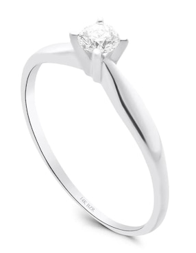 Solitario de oro blanco 14 k Joyerías Bizzarro diamante