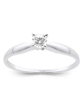 Solitario de oro blanco 14 k Joyerías Bizzarro diamante