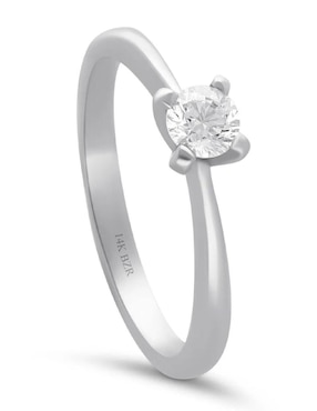 Solitario de oro blanco 14 k Joyerías Bizzarro diamante
