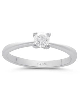 Solitario de oro blanco 14 k Joyerías Bizzarro diamante