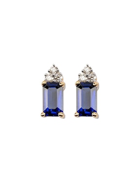 Piercing rectangulares Lucie de oro 14 K con acabado Texturizado Tanzanita