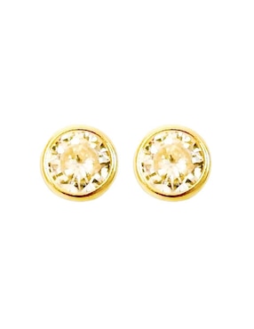 Broqueles circulares Mancini de oro 10 K con acabado brillante zirconia