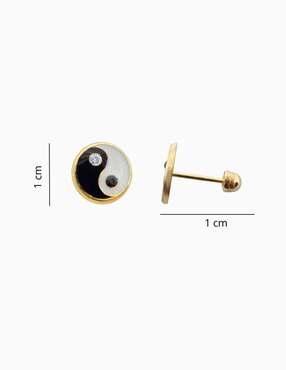 Broqueles circulares Mardia de oro 14 K con acabado esmaltado zirconia