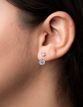 Broqueles Mardia de oro 14 K con acabado pavé zirconia