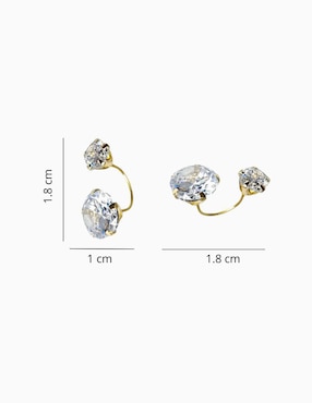 Broqueles Mardia de oro 14 K con acabado pavé zirconia