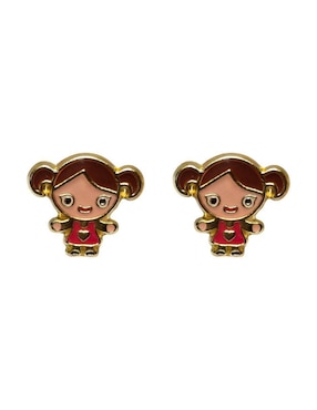 Broqueles de Niña Mardia de oro 14 K con acabado esmaltado