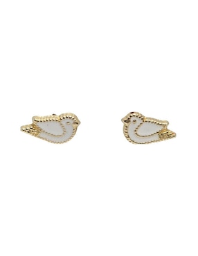 Broqueles de Pájaro Mardia de oro 14 K con acabado esmaltado