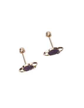 Broqueles de Planeta Mardia de oro 14 K con acabado pavé zirconia