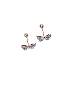 Broqueles de Mariposa Mardia de oro 14 K con acabado pavé zirconia