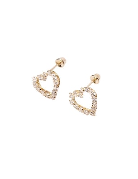 Broqueles de corazón Mardia de oro 14 K con acabado pavé zirconia