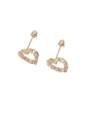 Broqueles de corazón Mardia de oro 14 K con acabado pavé zirconia