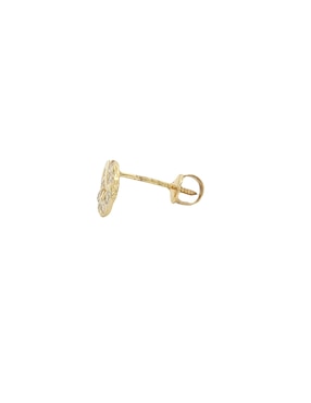 Broqueles redondos Roca de oro amarillo 14 K con acabado pulido zirconia