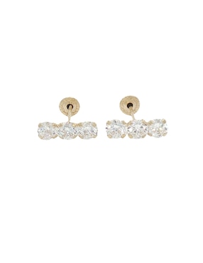 Broqueles de barra Roca de oro amarillo 14 K con acabado pulido zirconia