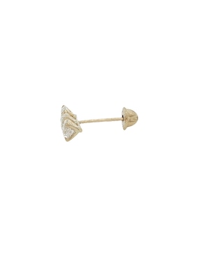 Broqueles de barra Roca de oro amarillo 14 K con acabado pulido zirconia